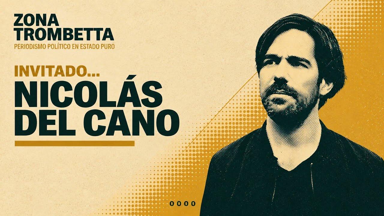Nicolás del Caño brindando declaraciones en pantalla partida.