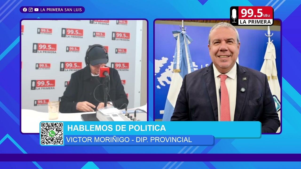 El diputado provincial Víctor Moriñigo dialogando en exclusiva con Alberto Trombetta en los estudios de Hablemos de Política.