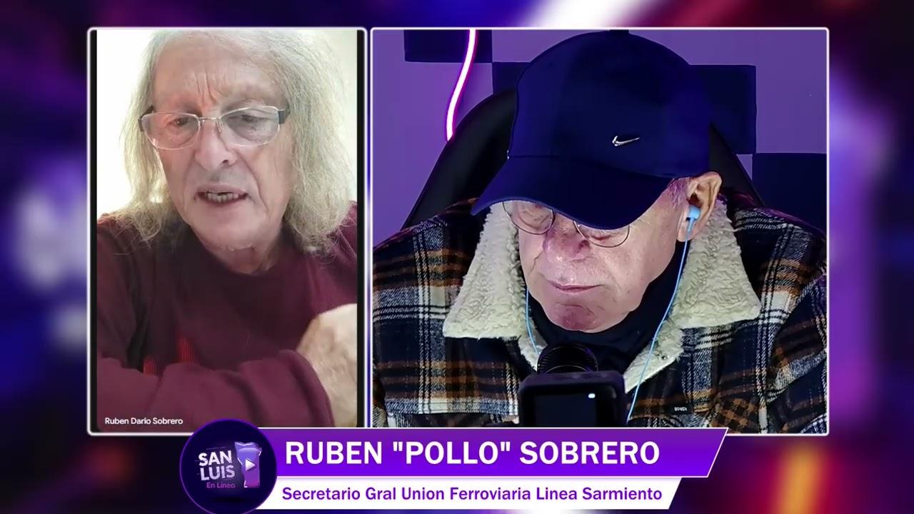 El dirigente sindical Rubén 'Pollo' Sobrero dialogando en directo por streaming con Alberto Trombetta en San Luis en Línea.