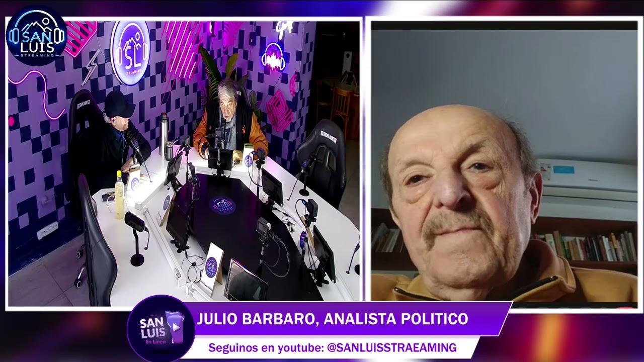 El histórico dirigente político Julio Bárbaro analizando la coyuntura nacional junto al periodista Alberto Trombetta.