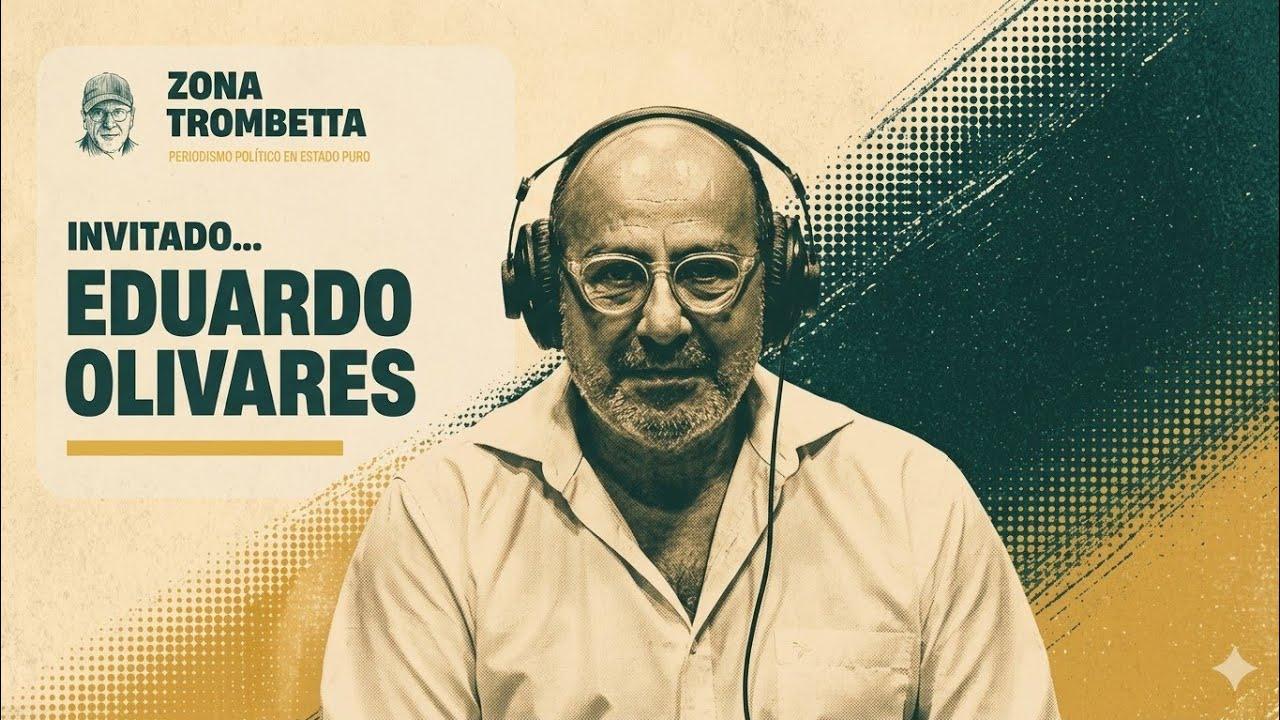 Eduardo Olivares brindando declaraciones durante la entrevista.