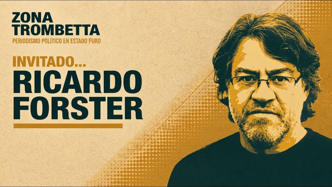 Ricardo Forster hablando durante una entrevista en vivo