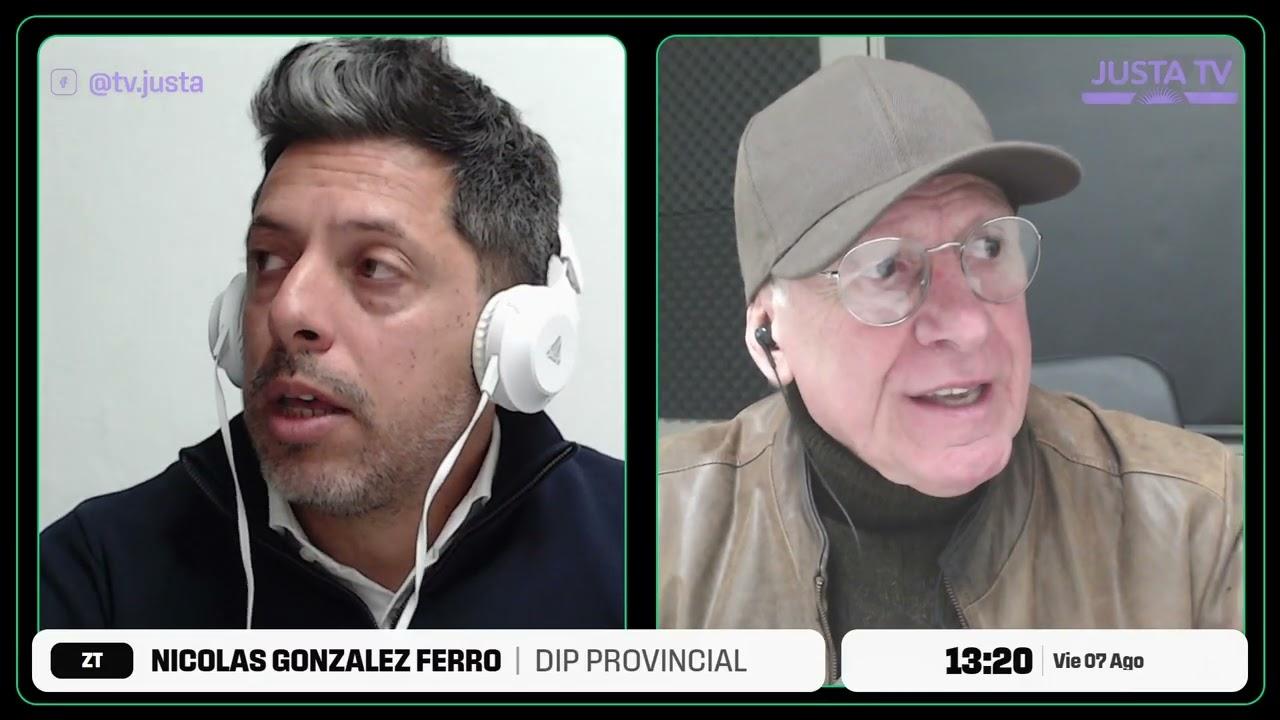 El diputado Nicolás González Ferro durante la entrevista junto a Alberto Trombetta y Sebastián Isaac