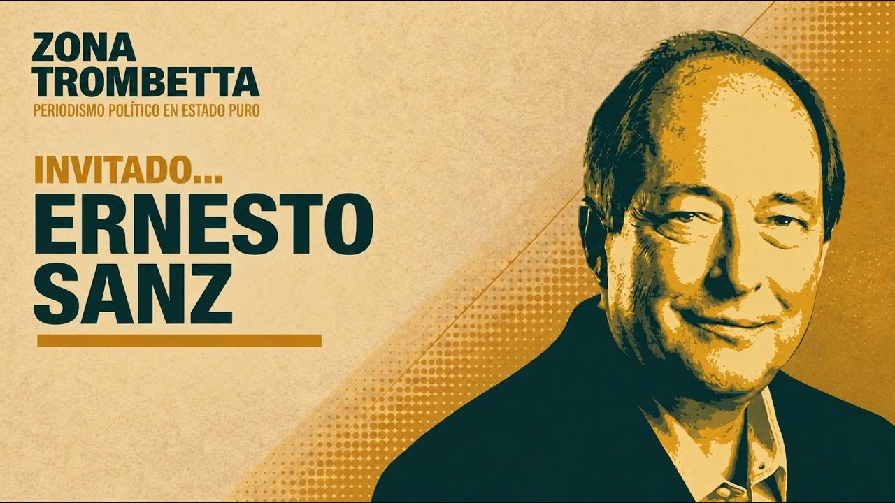 Ernesto Sanz brindando una entrevista política por videollamada.