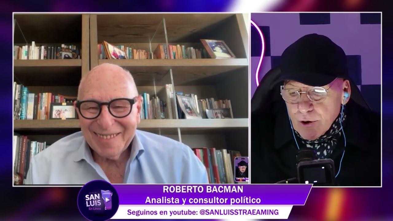 El analista político Roberto 'Tito' Bacman dialogando de forma virtual con Alberto Trombetta en San Luis Streaming.